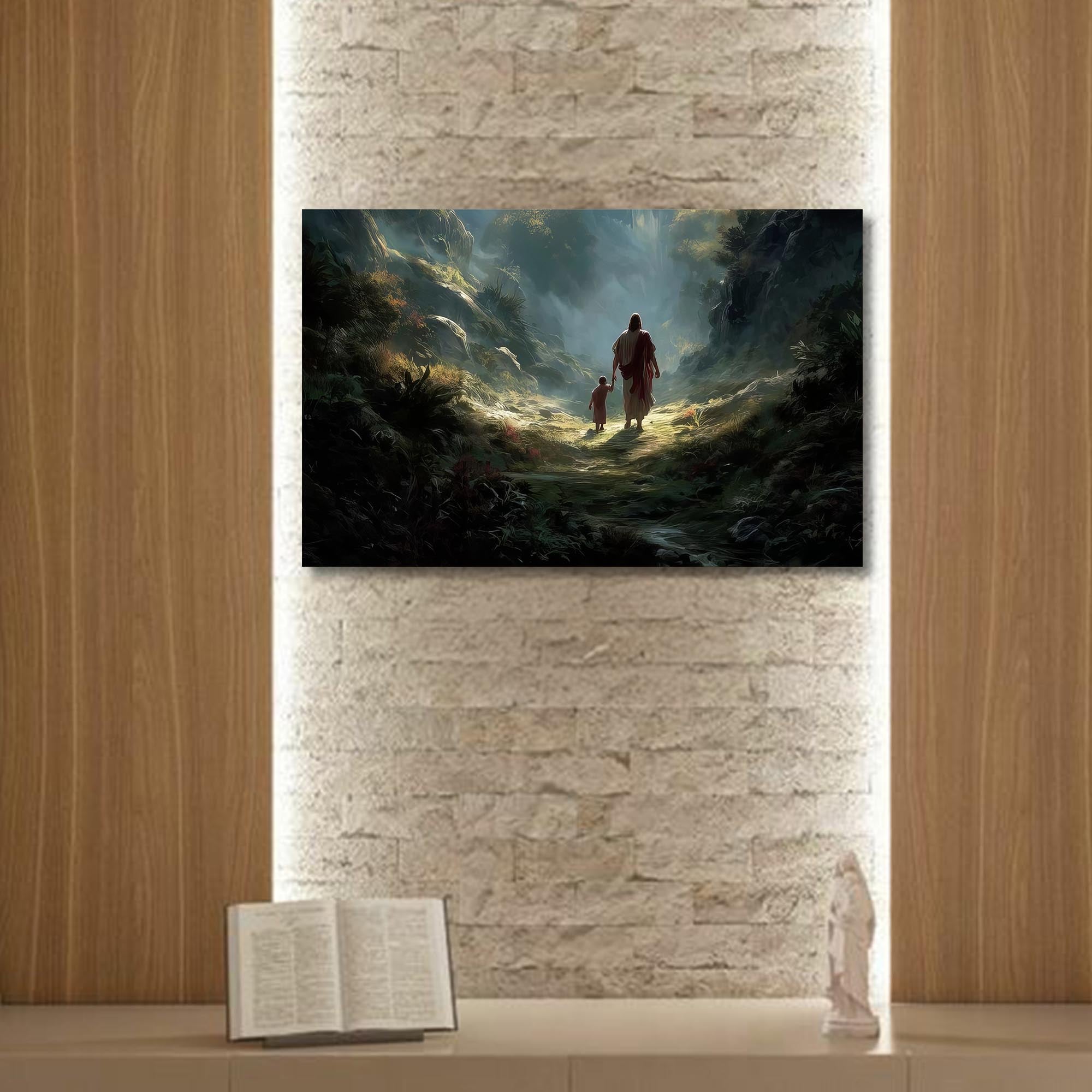Artronauts Glass Print Jesus Walking With a Child– Christian Tempered Glass Wall Art