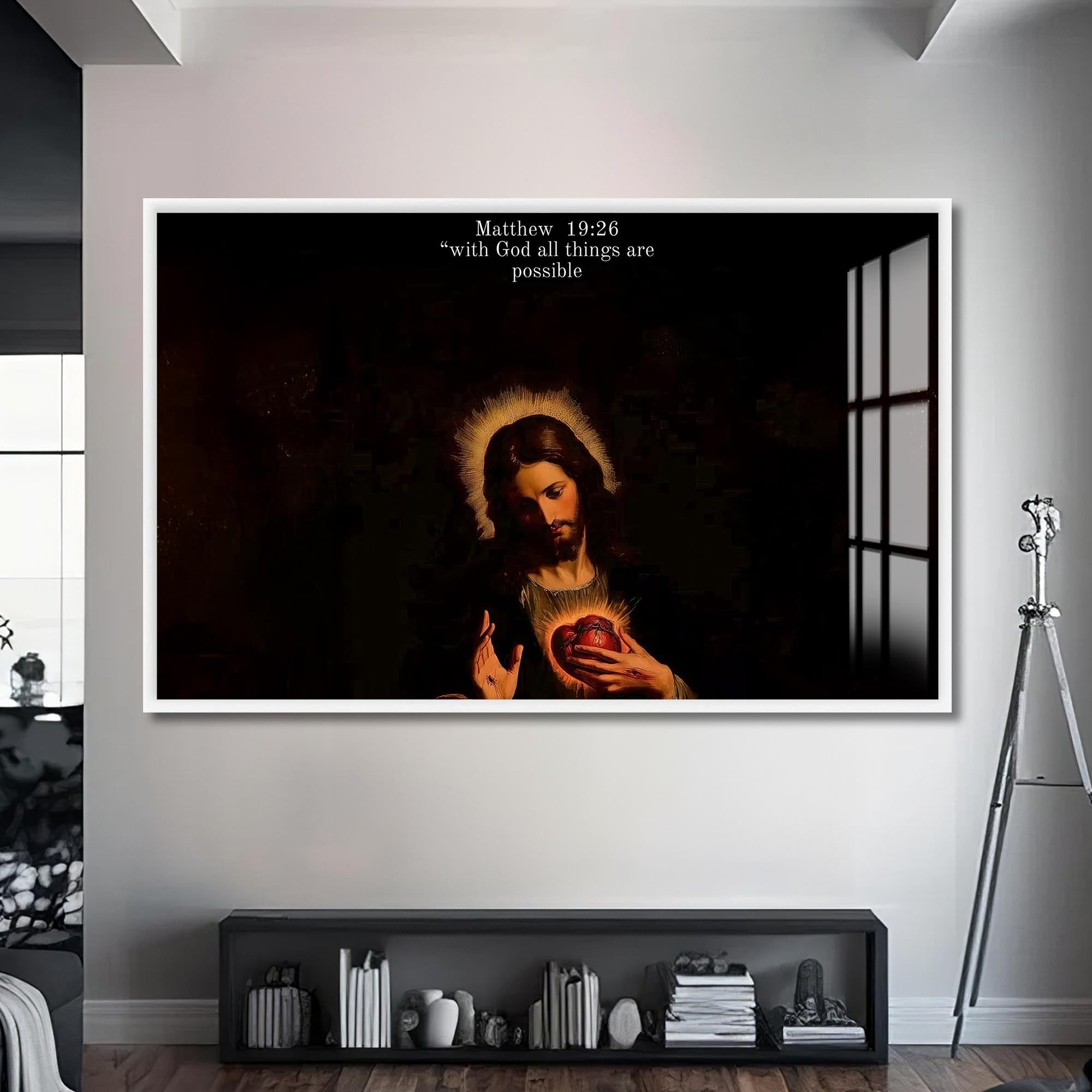 Artronauts Glass Print S | 72x46 cm | 28.3"x18.1" / White Matthew 19– Christian Tempered Glass Wall Art