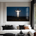 Artronauts Glass Print Glowing Cross in the Darkness– Christian Tempered Glass Wall Art