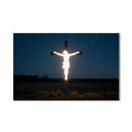 Artronauts Glass Print Glowing Cross in the Darkness– Christian Tempered Glass Wall Art