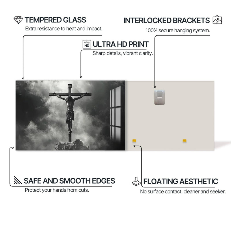 Artronauts Glass Print The Crucifixion in Silence– Christian Tempered Glass Wall Art