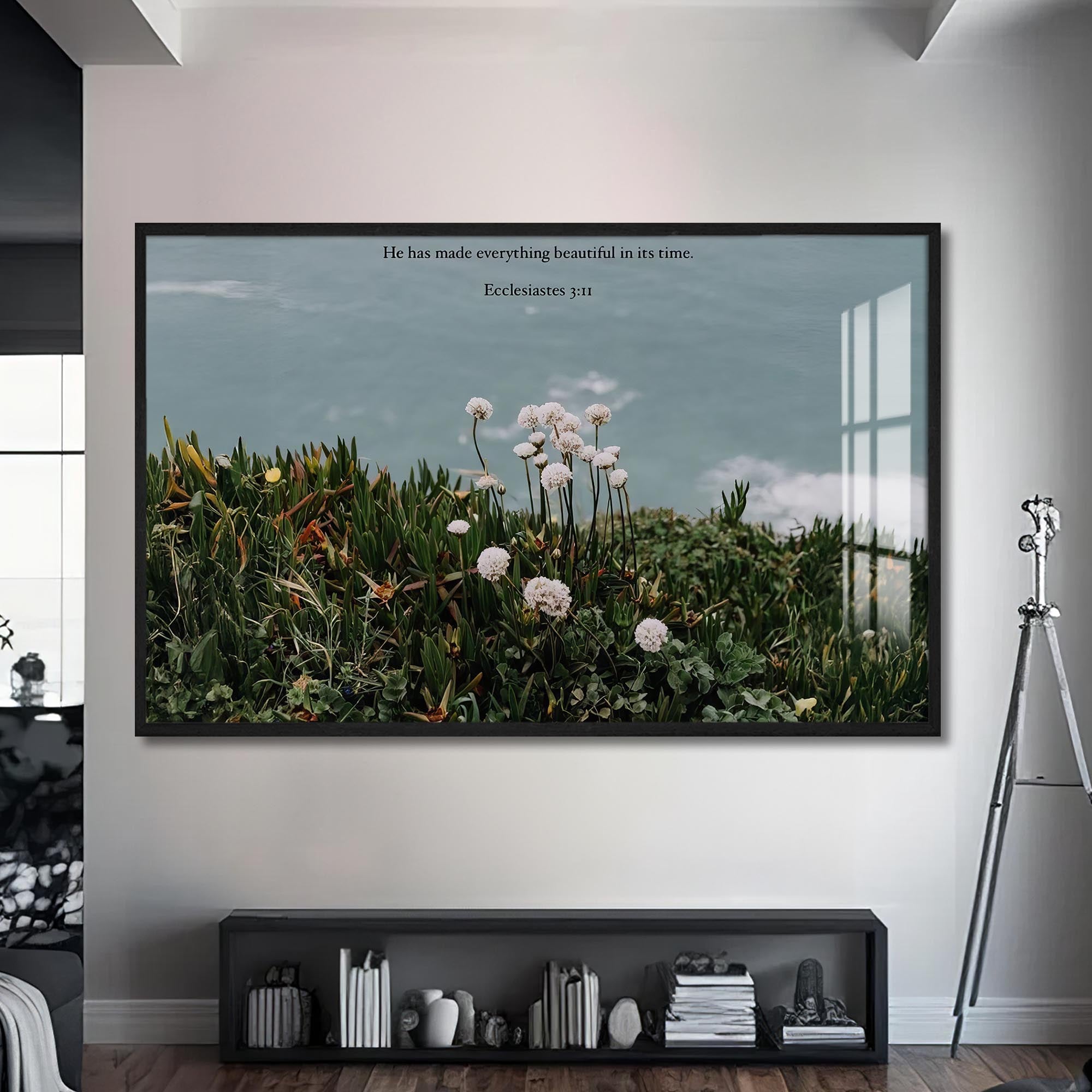 Artronauts Glass Print S | 72x46 cm | 28.3"x18.1" / Black Ecclesiastes 3:11– Christian Tempered Glass Wall Art