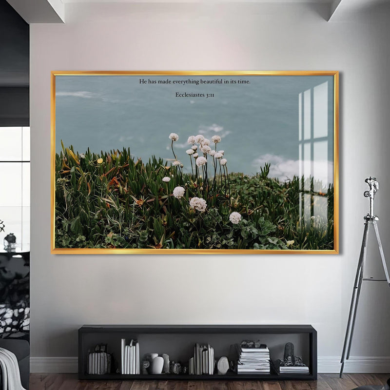 Artronauts Glass Print S | 72x46 cm | 28.3"x18.1" / Gold Ecclesiastes 3:11– Christian Tempered Glass Wall Art