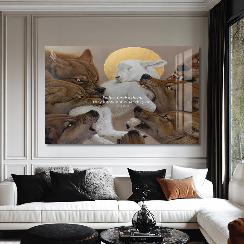 Artronauts Glass Print The Forgiving Lamb– Christian Tempered Glass Wall Art