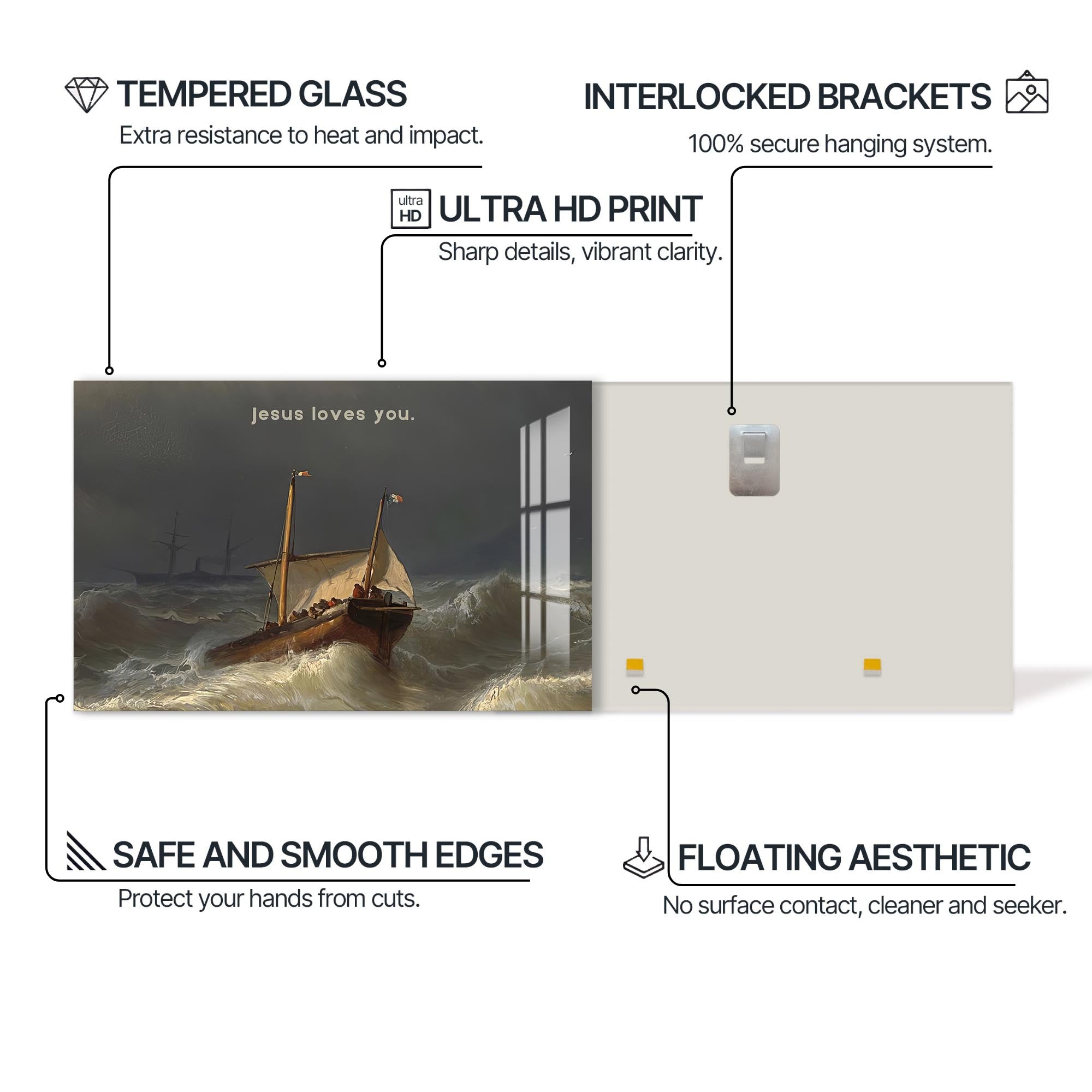 Artronauts Glass Print Jesus Loves You– Christian Tempered Glass Wall Art