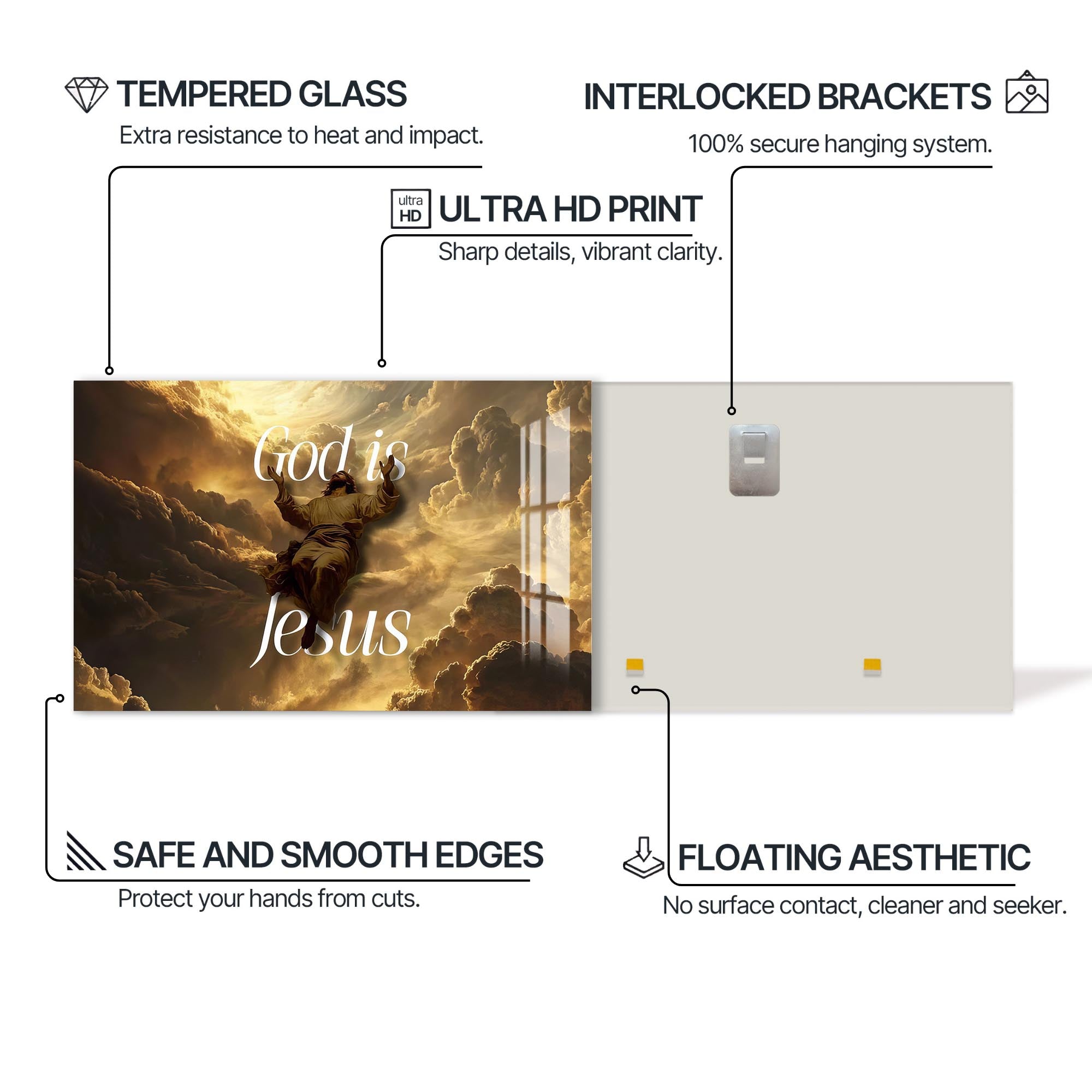 Artronauts Glass Print God Is Jesus- Christian Tempered Glass Wall Art