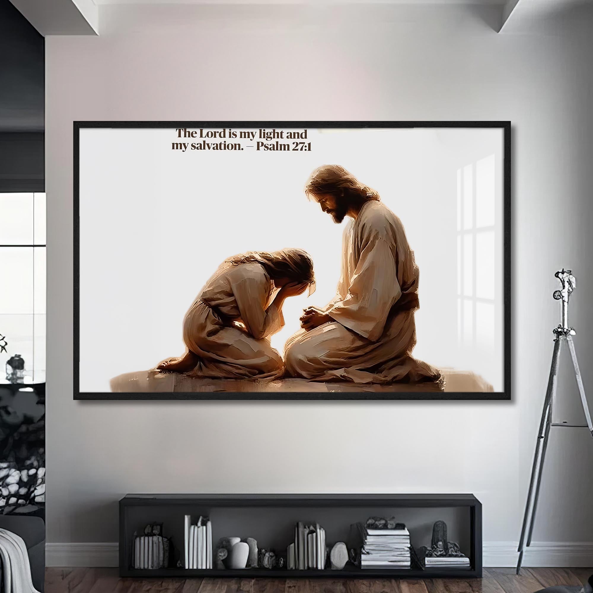 Artronauts Glass Print S | 72x46 cm | 28.3"x18.1" / Black Psalm 27– Christian Tempered Glass Wall Art