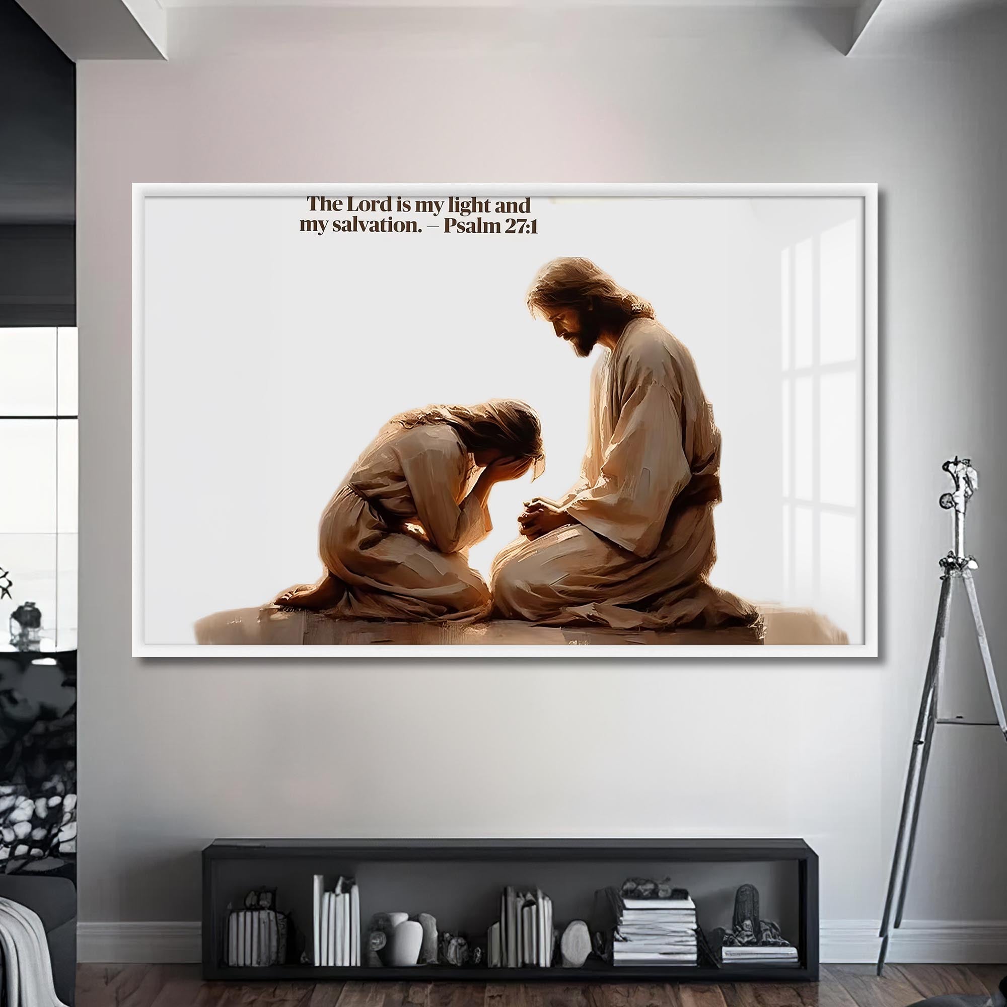 Artronauts Glass Print S | 72x46 cm | 28.3"x18.1" / White Psalm 27– Christian Tempered Glass Wall Art