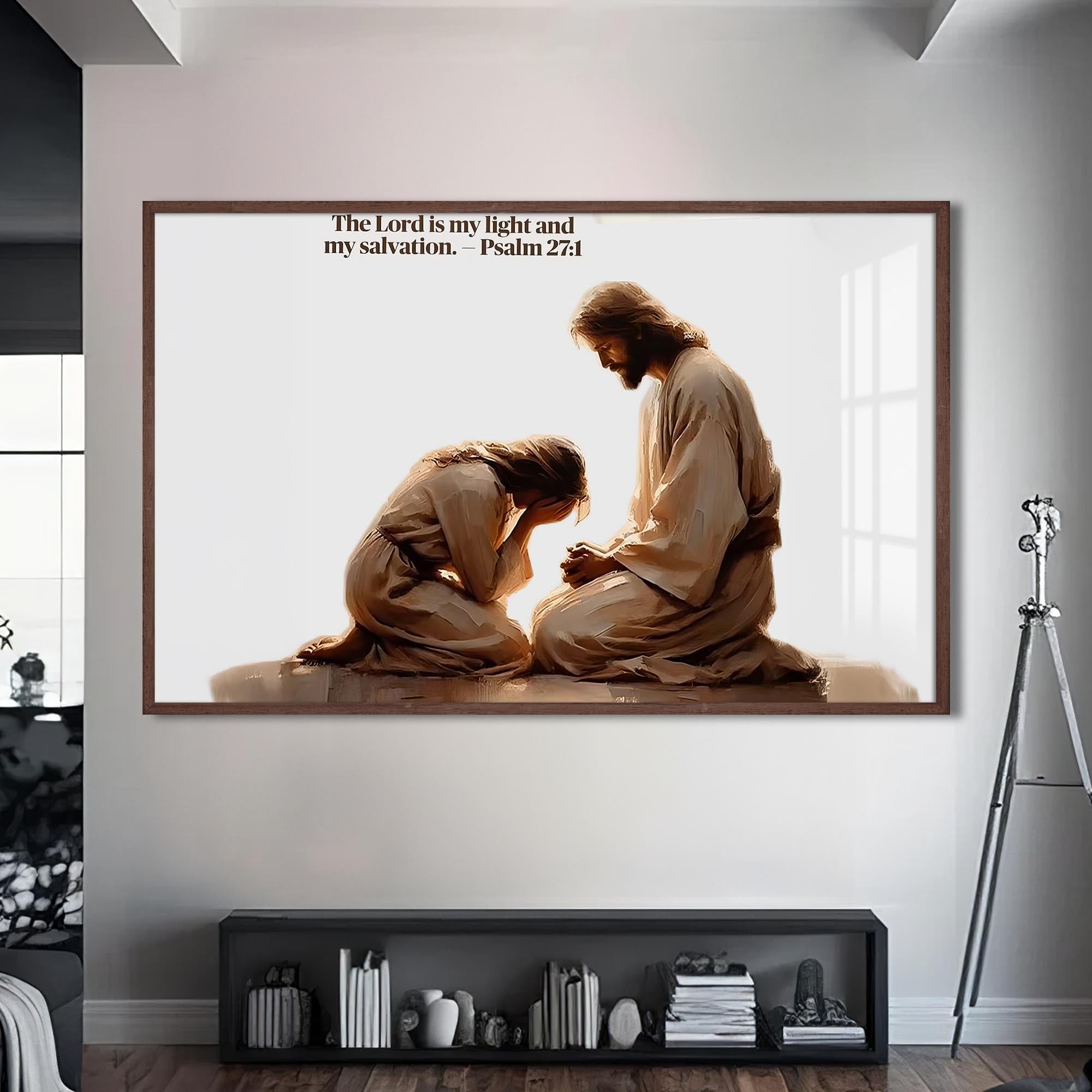 Artronauts Glass Print S | 72x46 cm | 28.3"x18.1" / Walnut Psalm 27– Christian Tempered Glass Wall Art