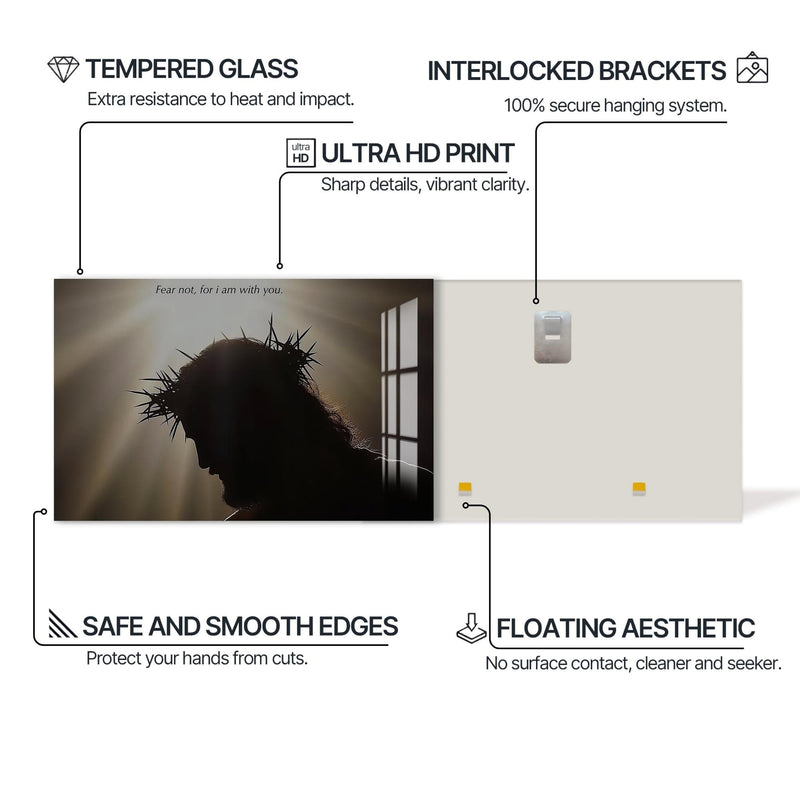 Artronauts Glass Print Crown of Thorns Silhouette- Christian Tempered Glass Wall Art