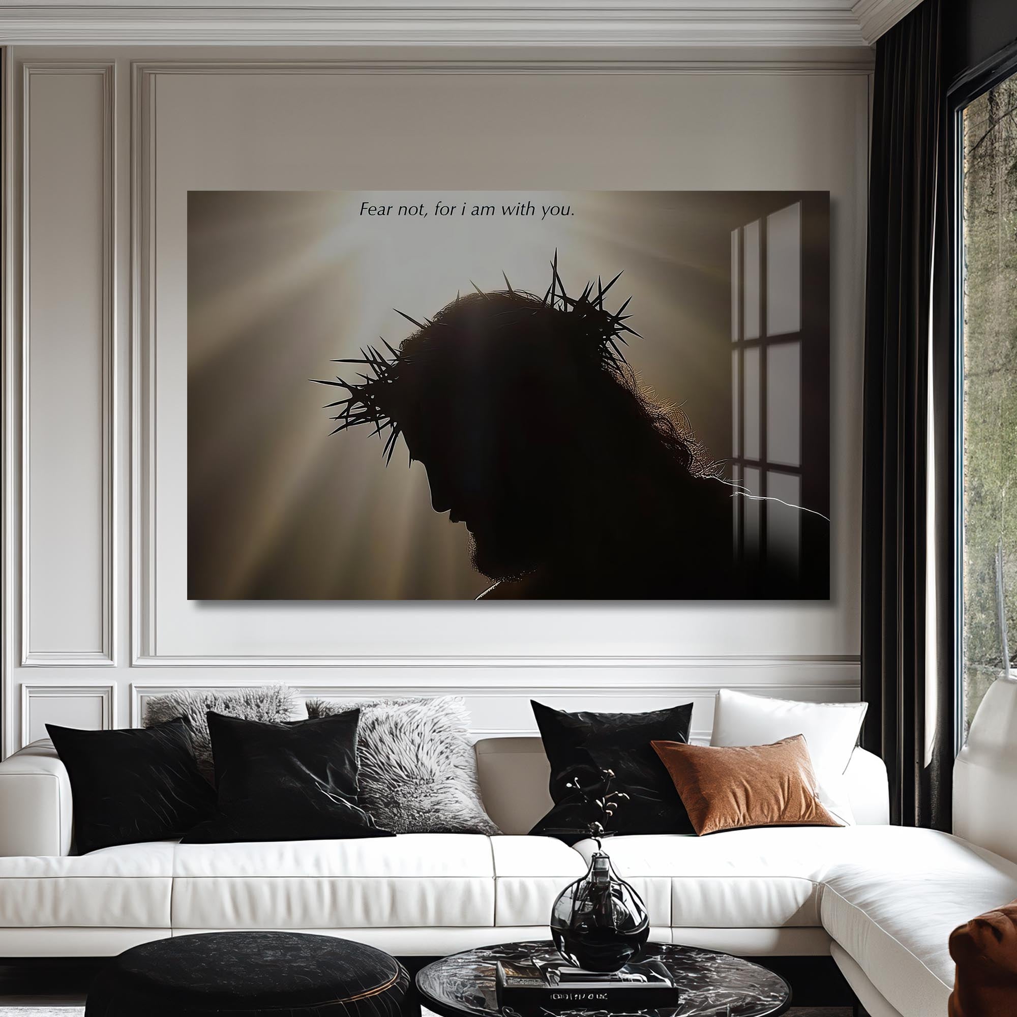 Artronauts Glass Print Crown of Thorns Silhouette- Christian Tempered Glass Wall Art