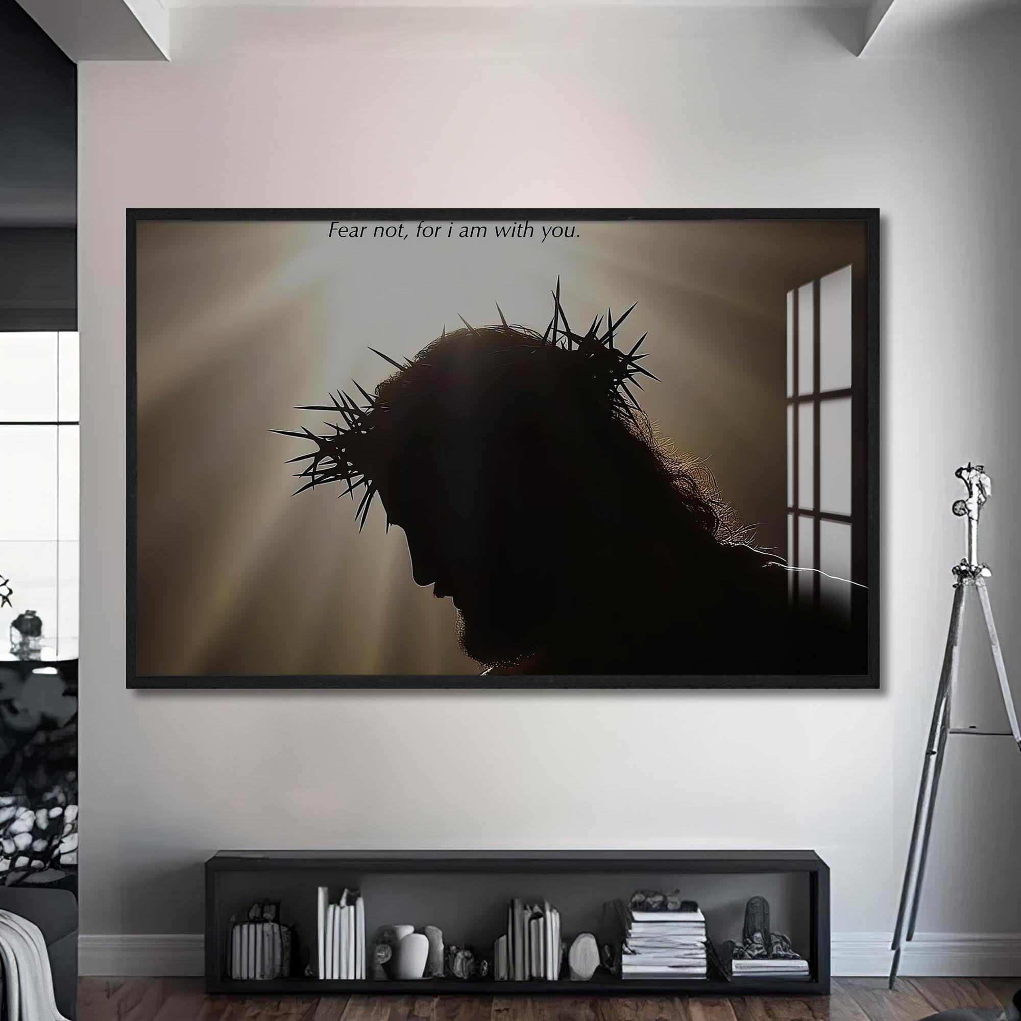 Artronauts Glass Print S | 72x46 cm | 28.3"x18.1" / Black Crown of Thorns Silhouette- Christian Tempered Glass Wall Art