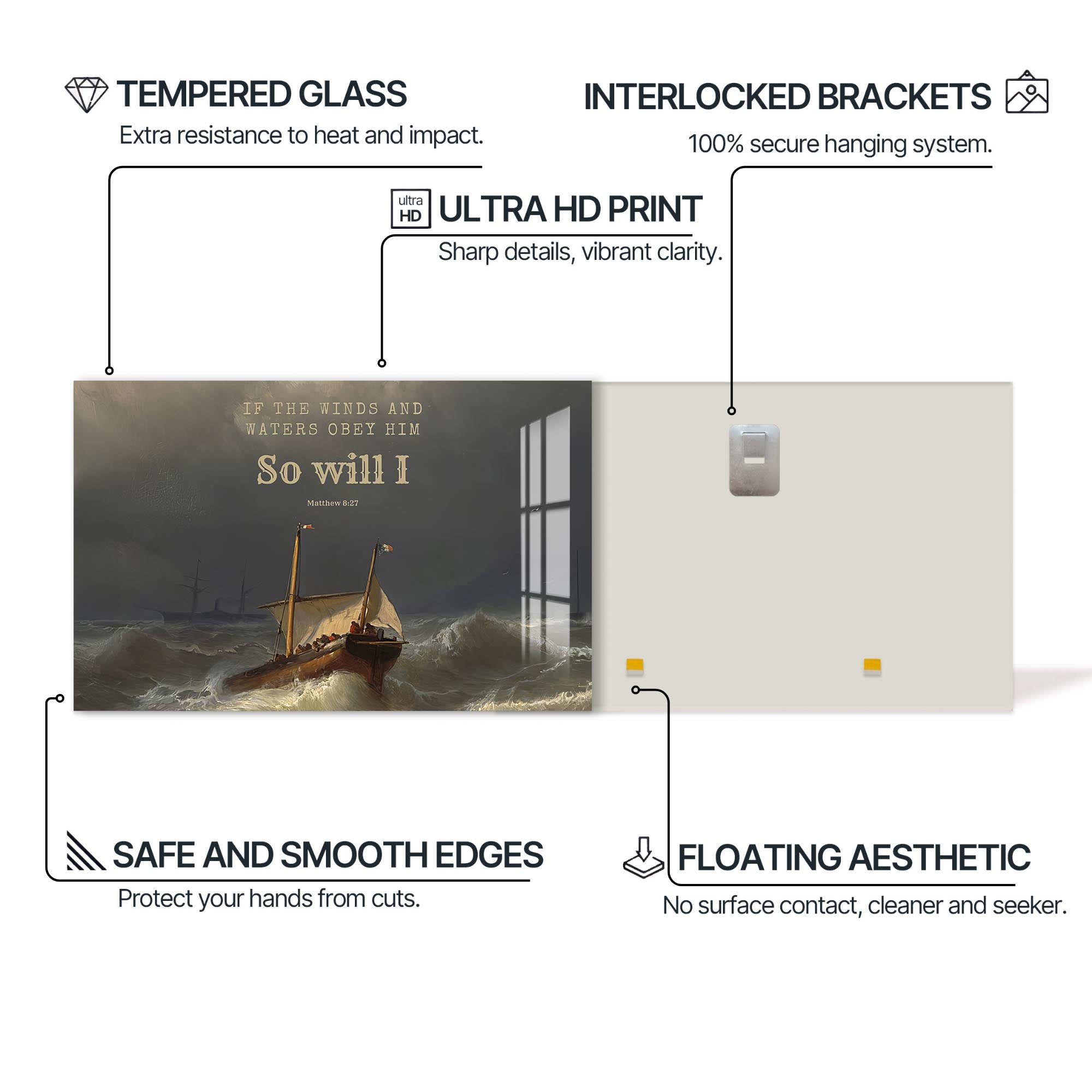 Artronauts Glass Print Faith Over the Storm- Christian Tempered Glass Wall Art