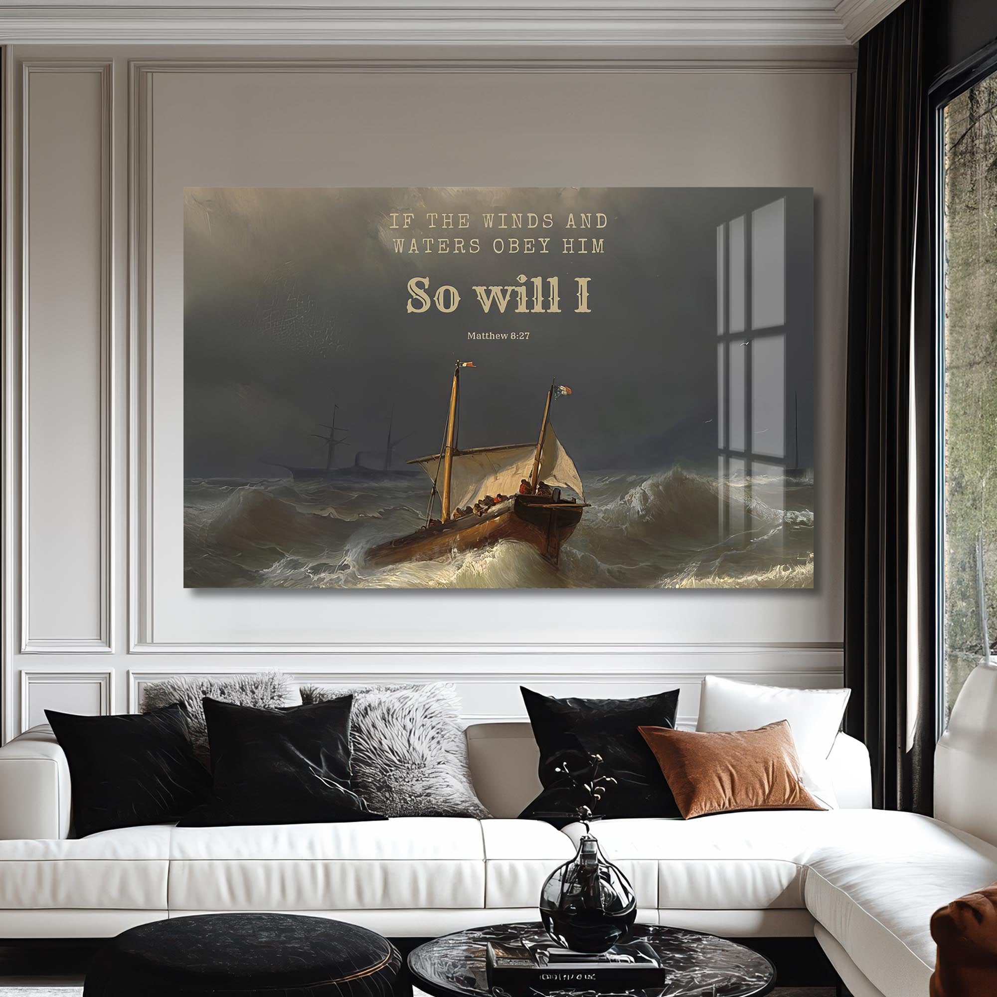 Artronauts Glass Print Faith Over the Storm- Christian Tempered Glass Wall Art