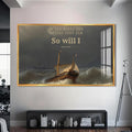 Artronauts Glass Print S | 72x46 cm | 28.3"x18.1" / Gold Faith Over the Storm- Christian Tempered Glass Wall Art