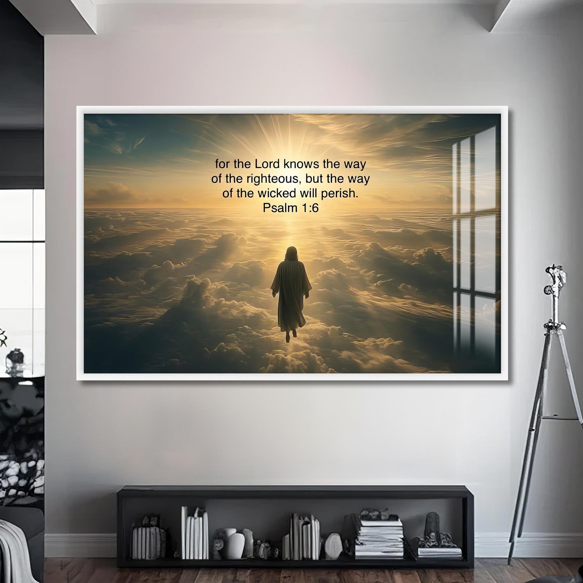 Artronauts Glass Print S | 72x46 cm | 28.3"x18.1" / White The Way of the Righteous- Christian Tempered Glass Wall Art