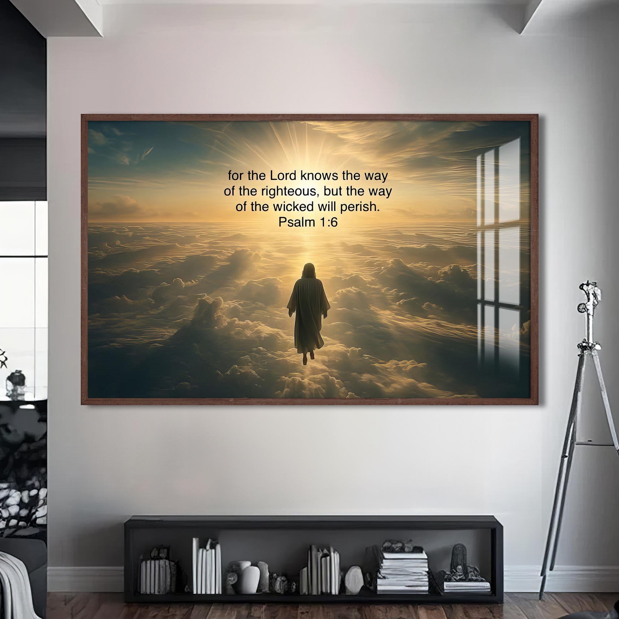 Artronauts Glass Print S | 72x46 cm | 28.3"x18.1" / Walnut The Way of the Righteous- Christian Tempered Glass Wall Art