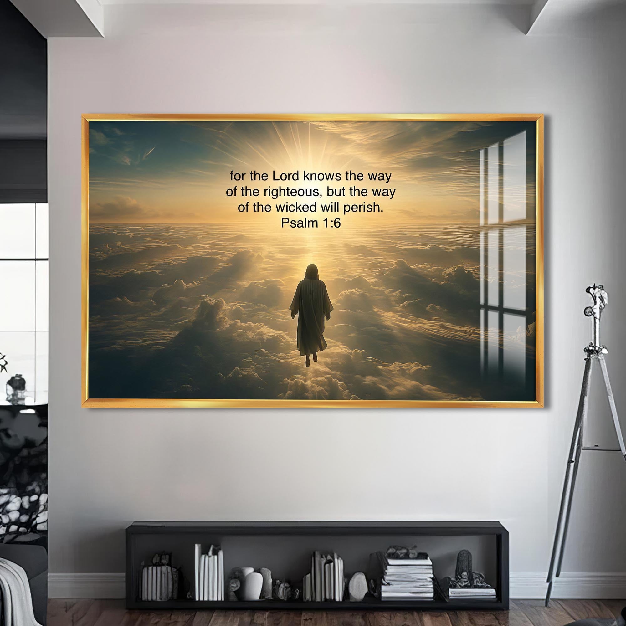 Artronauts Glass Print S | 72x46 cm | 28.3"x18.1" / Gold The Way of the Righteous- Christian Tempered Glass Wall Art