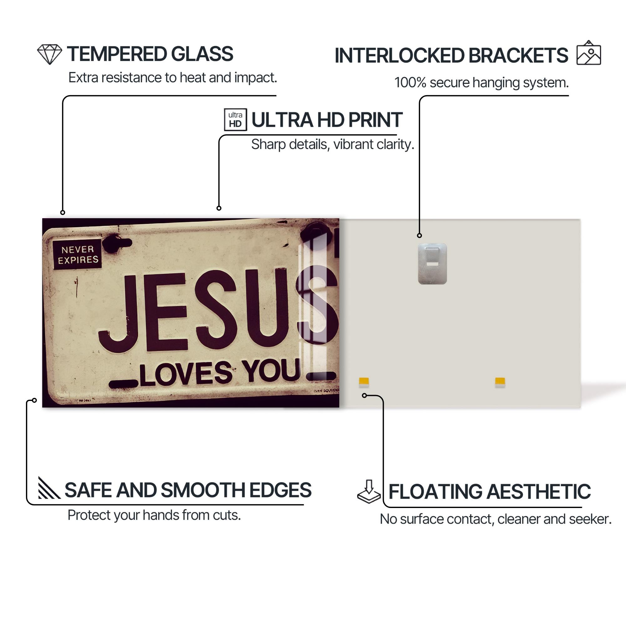 Artronauts Glass Print Jesus Loves You- Christian Tempered Glass Wall Art