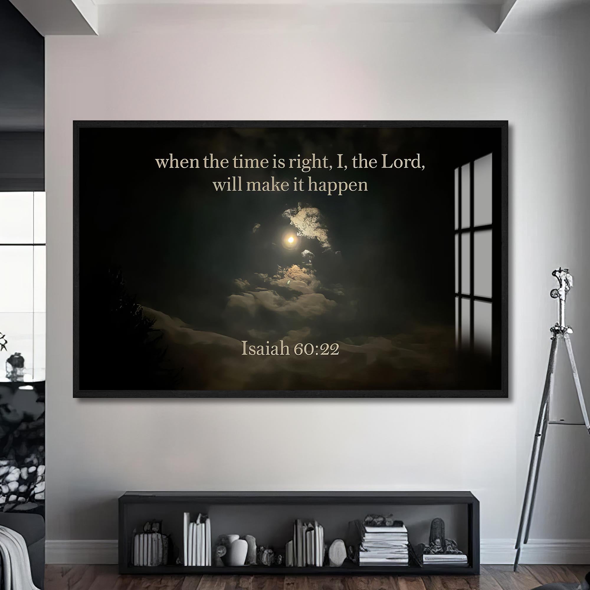 Artronauts Glass Print S | 72x46 cm | 28.3"x18.1" / Black Isaiah 60:22- Christian Tempered Glass Wall Art
