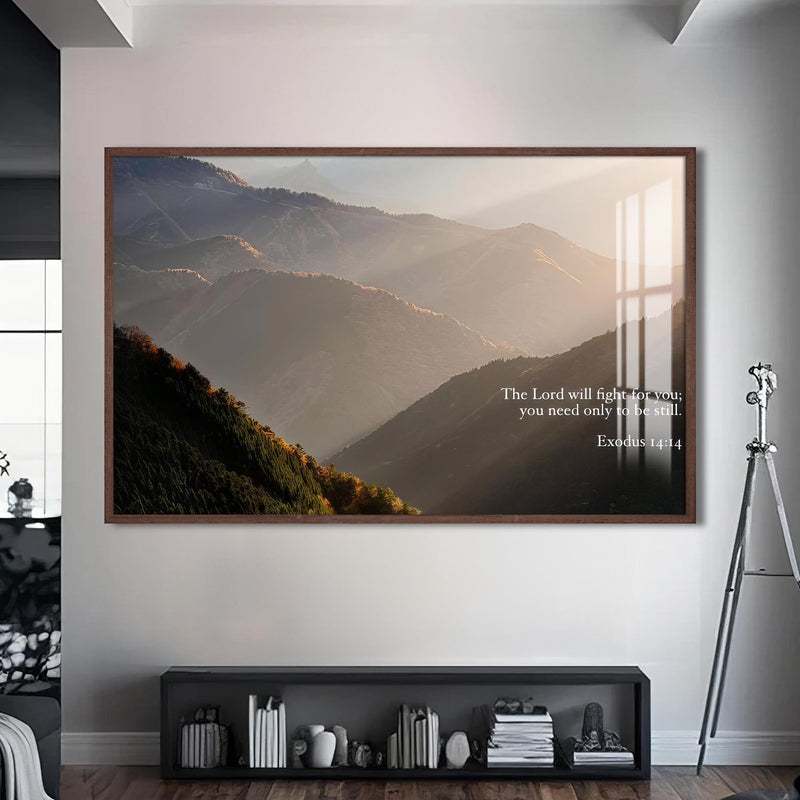 Artronauts Glass Print S | 72x46 cm | 28.3"x18.1" / Walnut Exodus 14– Christian Tempered Glass Wall Art