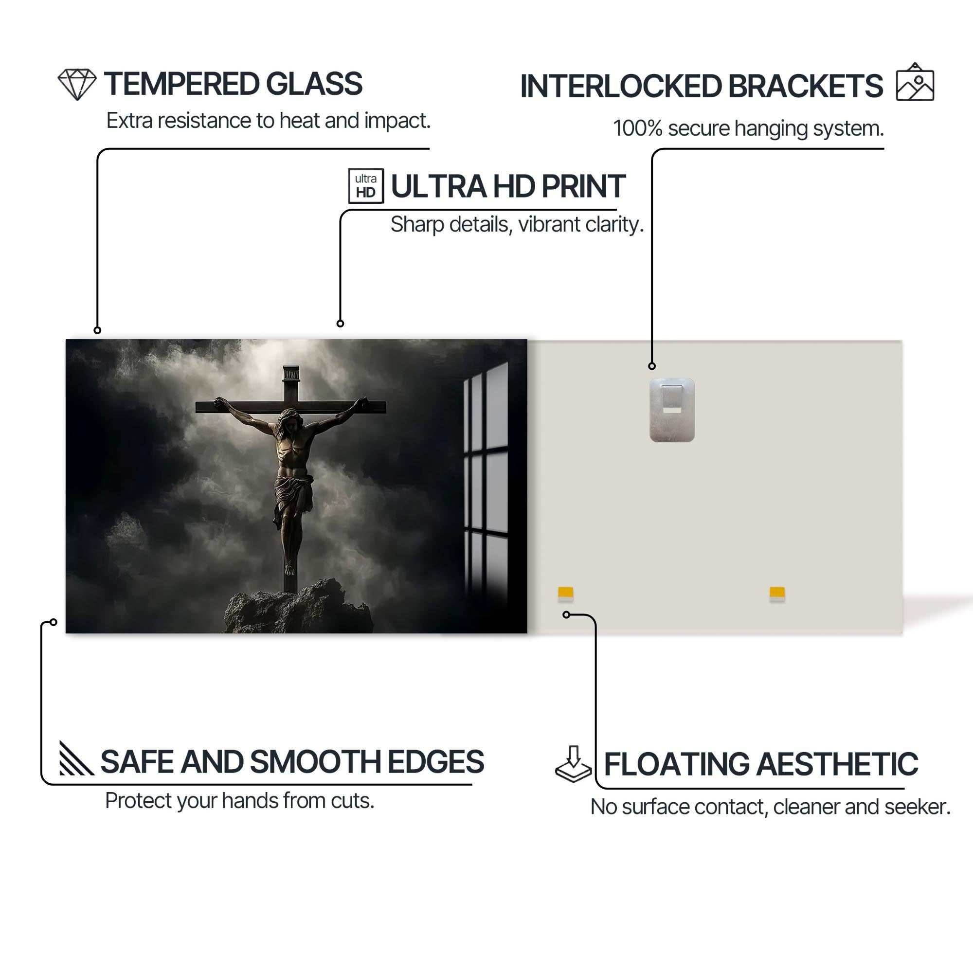 Artronauts Glass Print The Crucifixion- Christian Tempered Glass Wall Art