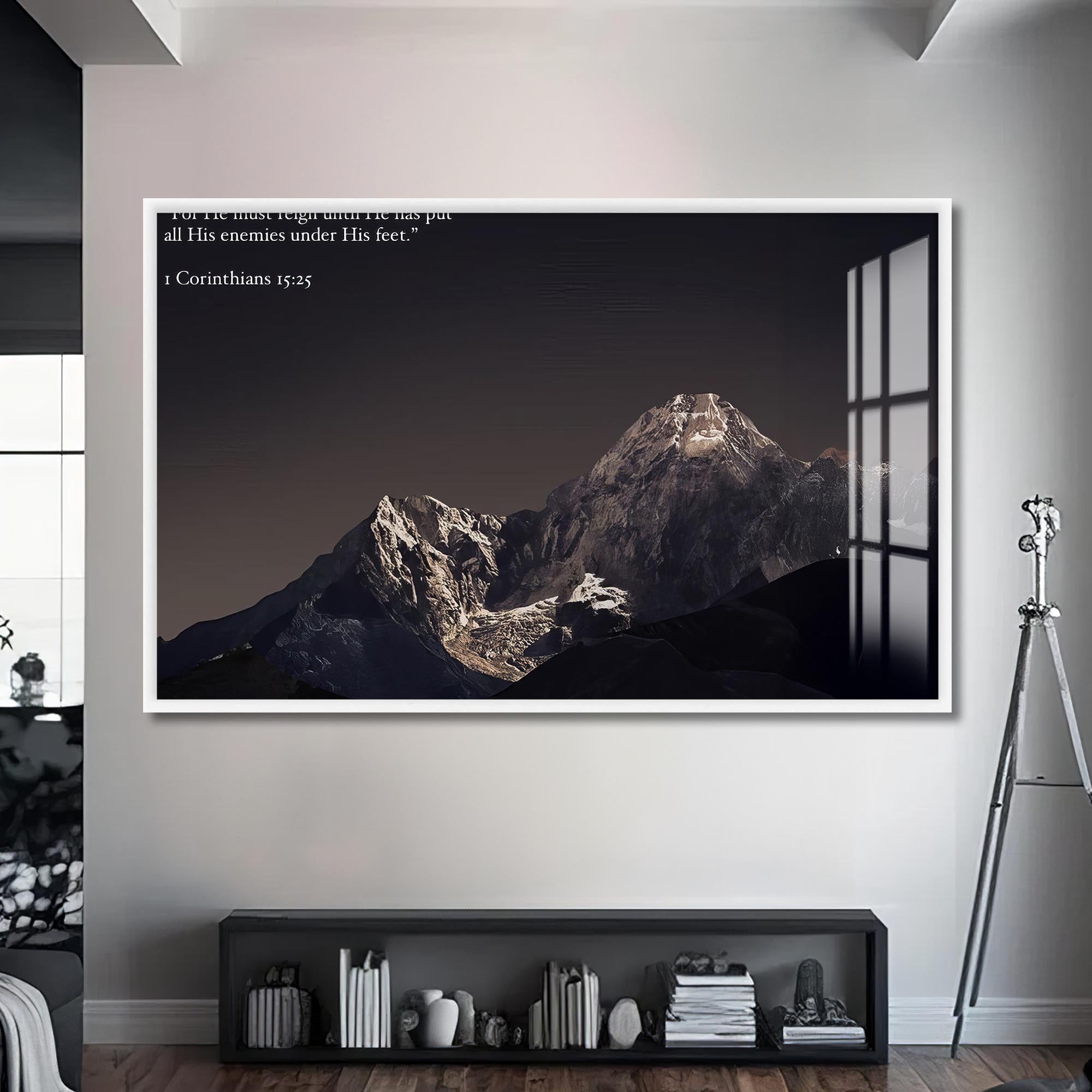 Artronauts Glass Print S | 72x46 cm | 28.3"x18.1" / White Biblical Mountain– Christian Tempered Glass Wall Art