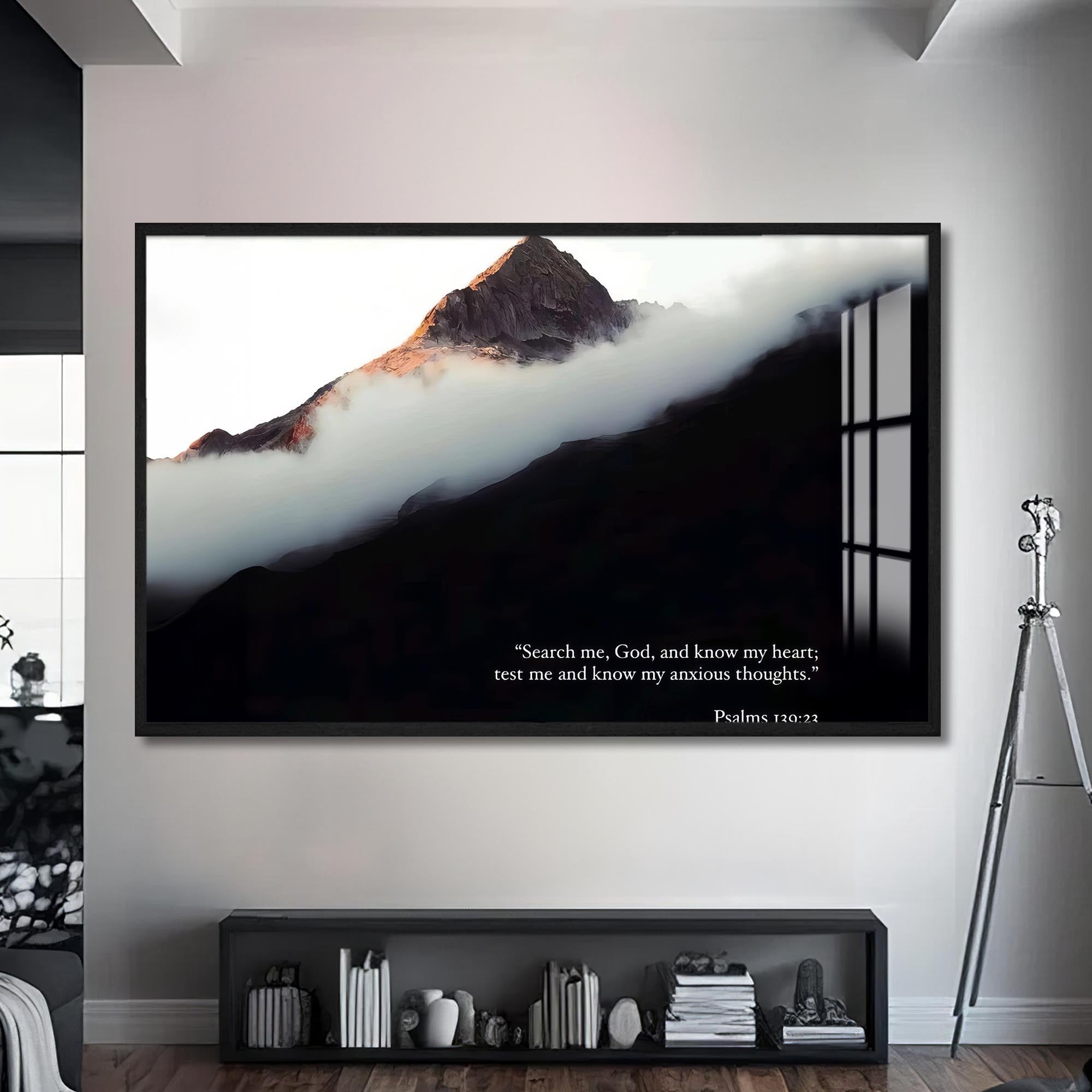 Artronauts Glass Print S | 72x46 cm | 28.3"x18.1" / Black Psalm 139– Christian Tempered Glass Wall Art