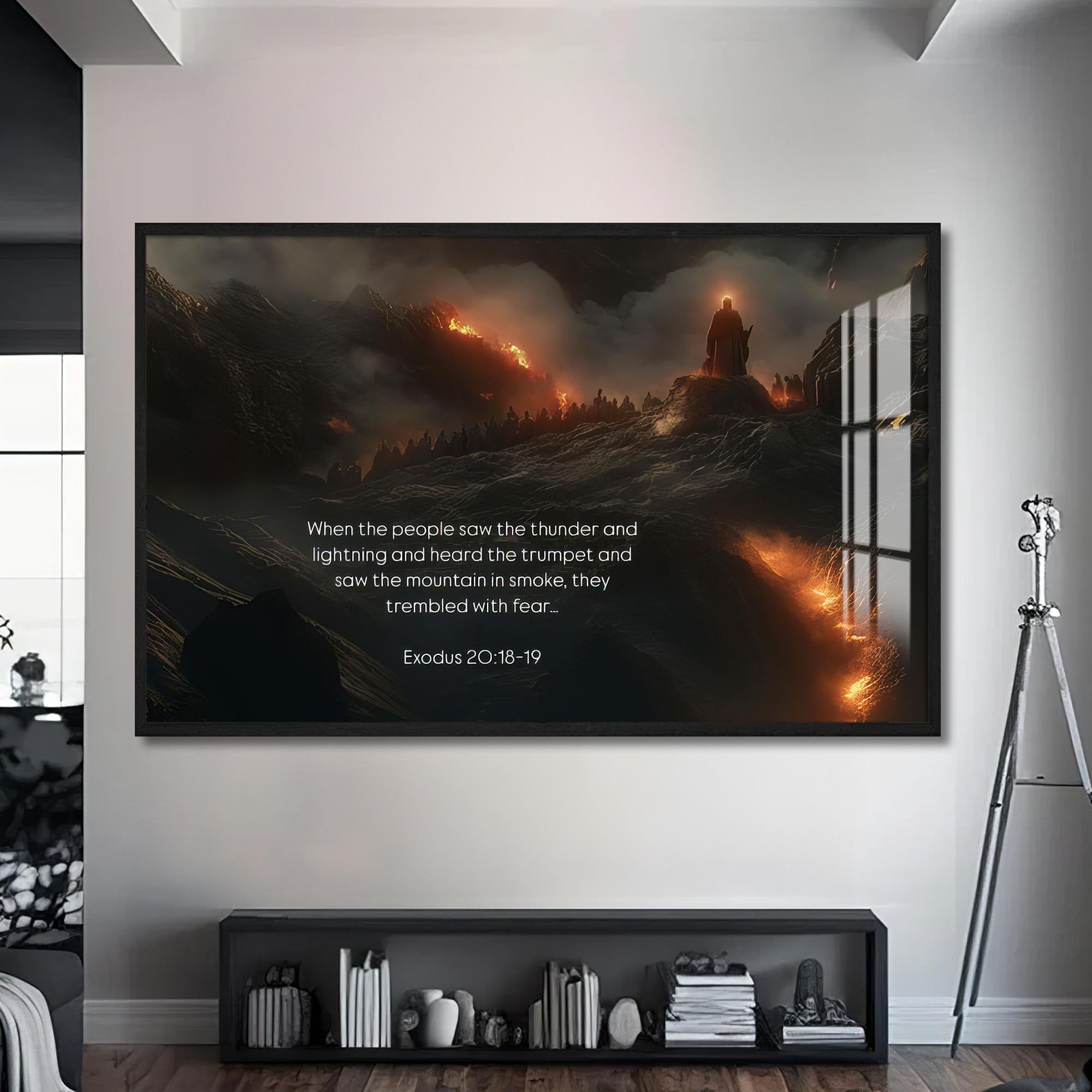 Artronauts Glass Print S | 72x46 cm | 28.3"x18.1" / Black Exodus 20– Christian Tempered Glass Wall Art