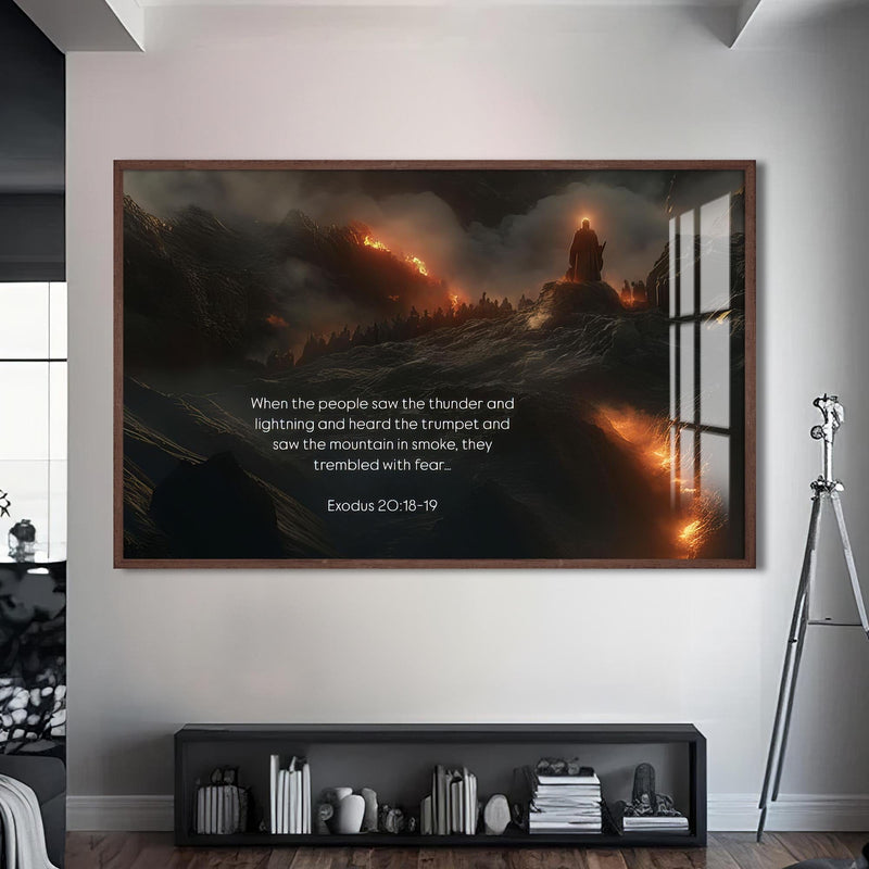 Artronauts Glass Print S | 72x46 cm | 28.3"x18.1" / Walnut Exodus 20– Christian Tempered Glass Wall Art