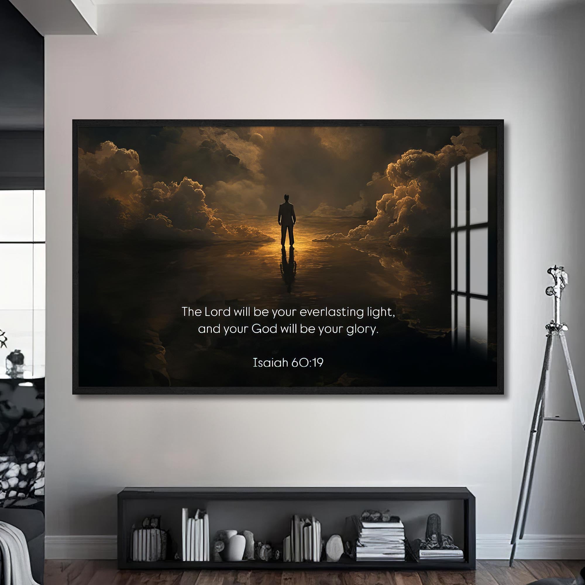 Artronauts Glass Print S | 72x46 cm | 28.3"x18.1" / Black Isaiah 60– Christian Tempered Glass Wall Art