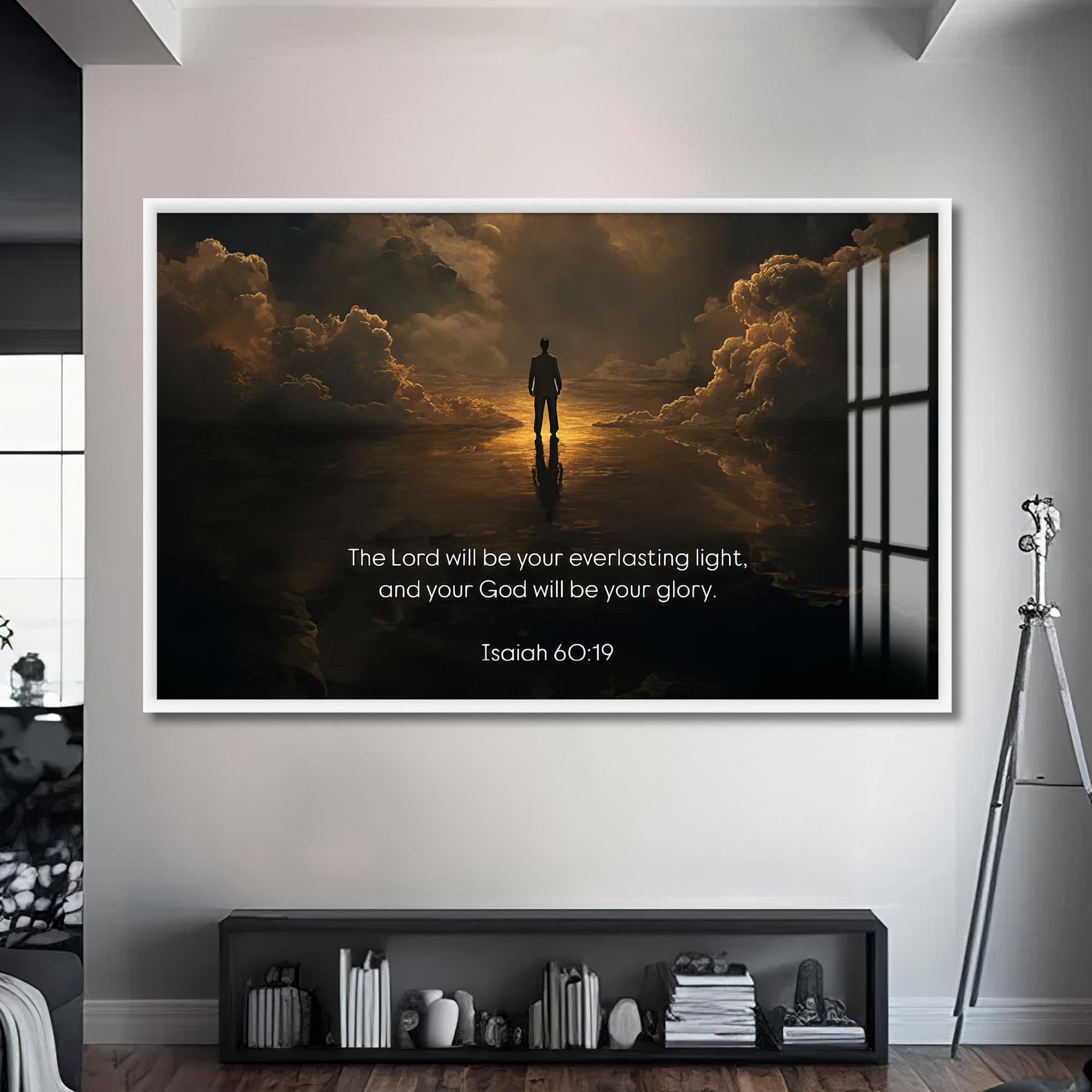 Artronauts Glass Print S | 72x46 cm | 28.3"x18.1" / White Isaiah 60– Christian Tempered Glass Wall Art
