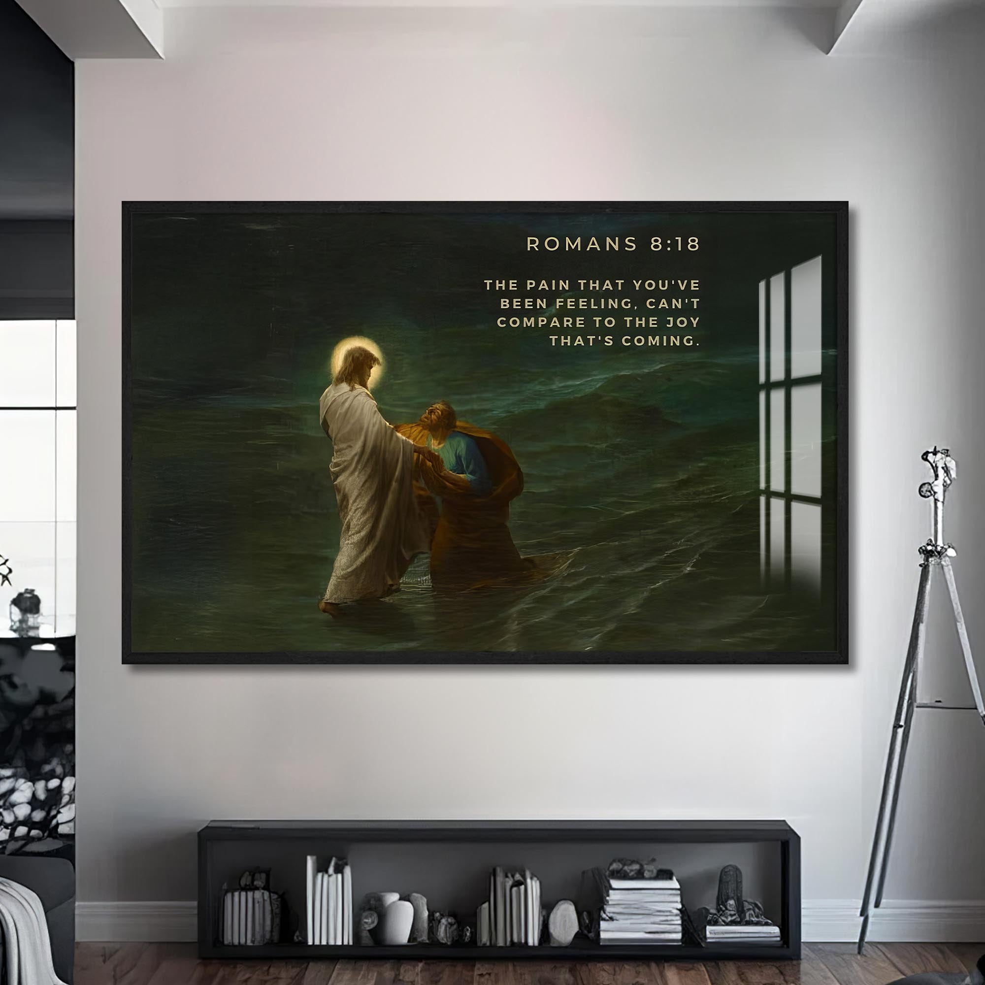 Artronauts Glass Print S | 72x46 cm | 28.3"x18.1" / Black Romans 8– Christian Tempered Glass Wall Art