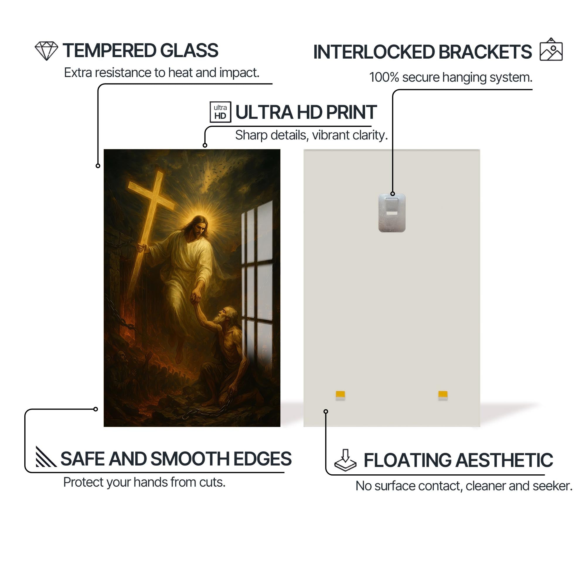 Artronauts Glass Print The Hand of Salvation– Christian Tempered Glass Wall Art