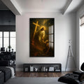 Artronauts Glass Print S | 72x46 cm | 28.3"x18.1" / Black The Hand of Salvation– Christian Tempered Glass Wall Art