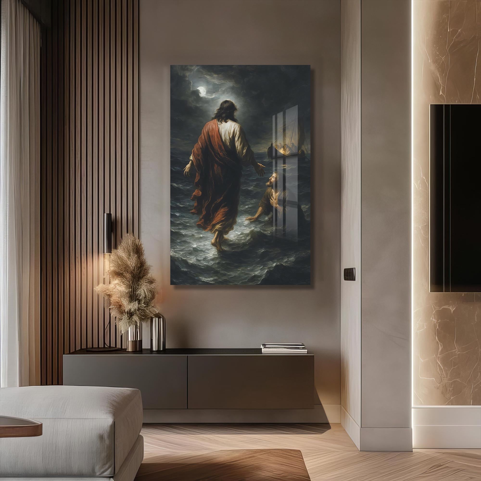 Faith Upon the Waters– Christian Tempered Glass Wall Art