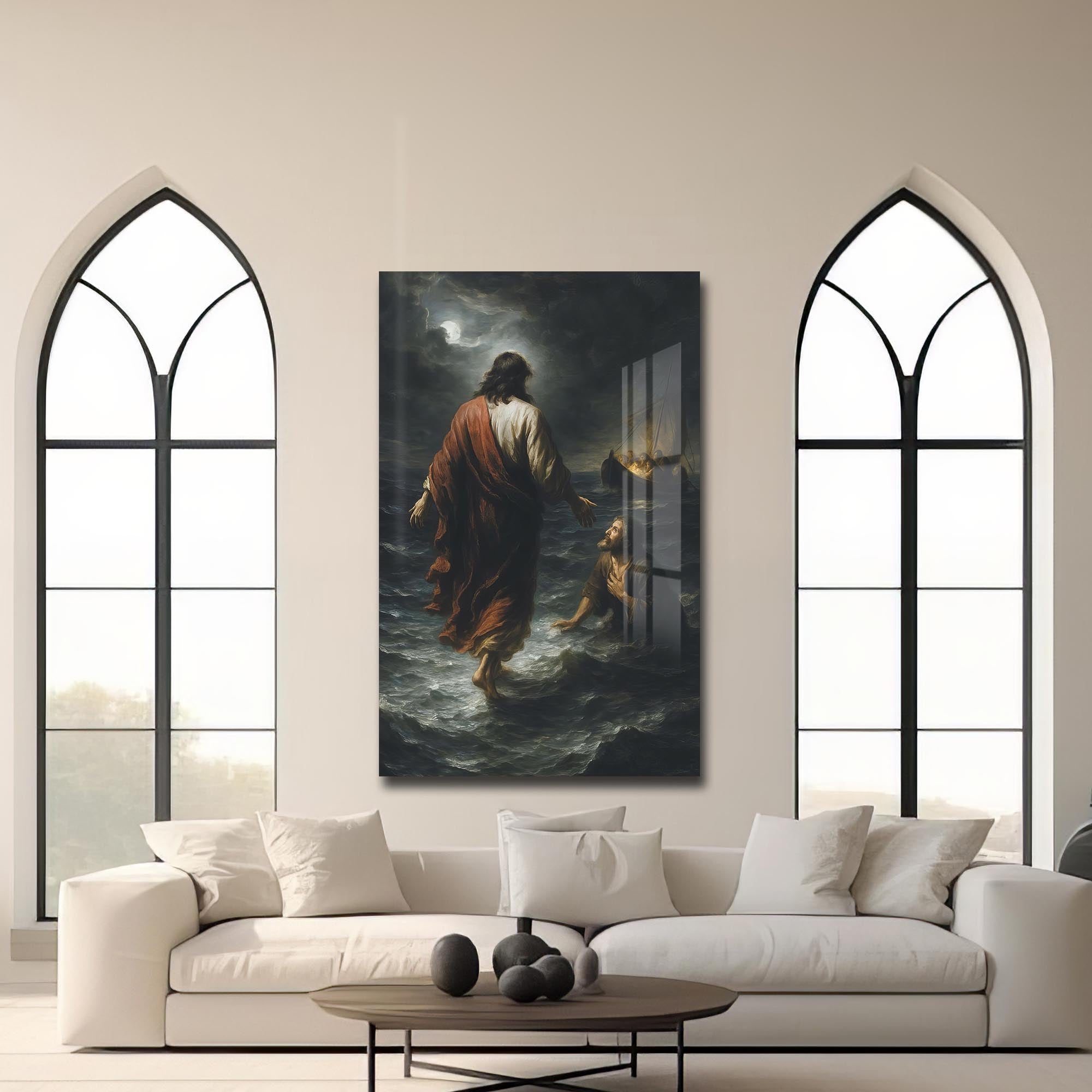 Faith Upon the Waters– Christian Tempered Glass Wall Art