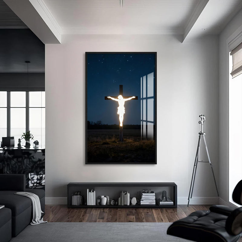Artronauts Glass Print S | 72x46 cm | 28.3"x18.1" / Black Eternal Sacrifice– Christian Tempered Glass Wall Art