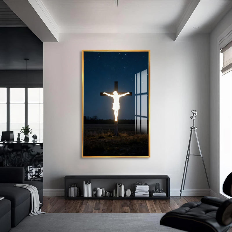 Artronauts Glass Print S | 72x46 cm | 28.3"x18.1" / Gold Eternal Sacrifice– Christian Tempered Glass Wall Art