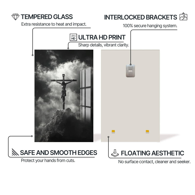 Artronauts Glass Print Crucifix in Silence– Christian Tempered Glass Wall Art