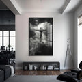 Artronauts Glass Print S | 72x46 cm | 28.3"x18.1" / Black Crucifix in Silence– Christian Tempered Glass Wall Art