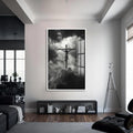 Artronauts Glass Print S | 72x46 cm | 28.3"x18.1" / White Crucifix in Silence– Christian Tempered Glass Wall Art