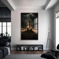 Artronauts Glass Print S | 72x46 cm | 28.3"x18.1" / Walnut His Perfect Time– Christian Tempered Glass Wall Art