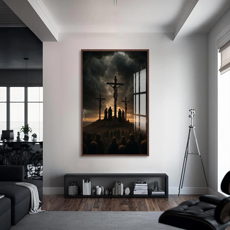 Artronauts Glass Print S | 72x46 cm | 28.3"x18.1" / Walnut His Perfect Time– Christian Tempered Glass Wall Art