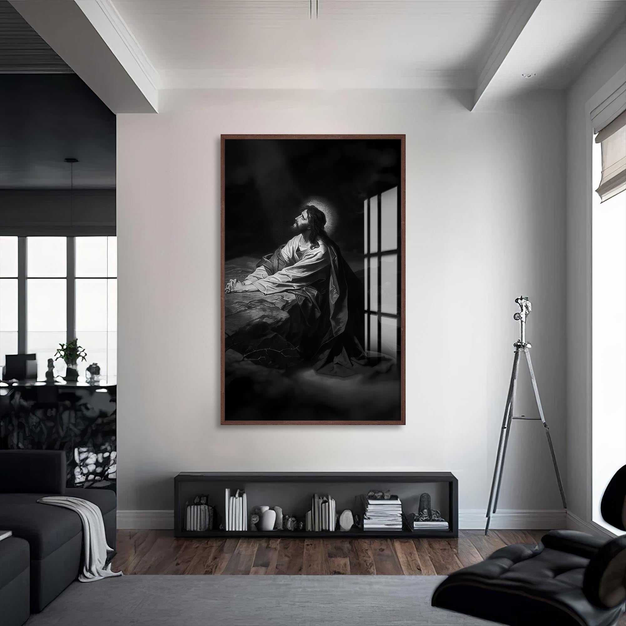 Artronauts Glass Print S | 72x46 cm | 28.3"x18.1" / Walnut Sunset of Redemption– Christian Tempered Glass Wall Art