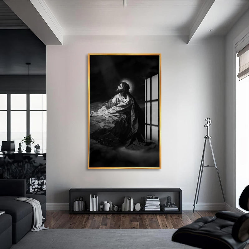 Artronauts Glass Print S | 72x46 cm | 28.3"x18.1" / Gold Sunset of Redemption– Christian Tempered Glass Wall Art