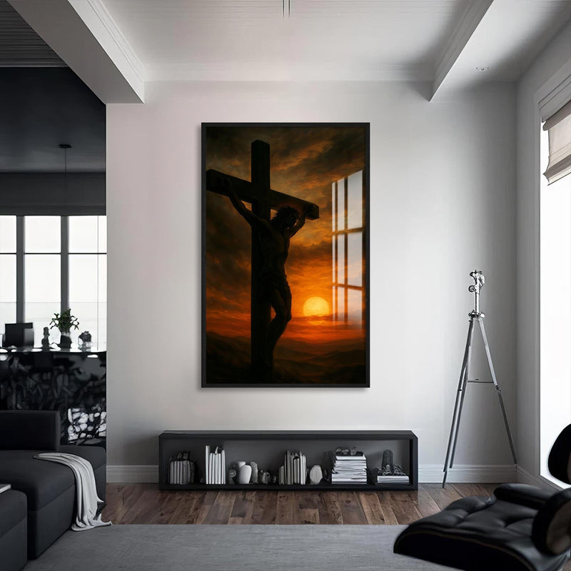 Artronauts Glass Print S | 72x46 cm | 28.3"x18.1" / Black Crown of Mercy– Christian Tempered Glass Wall Art