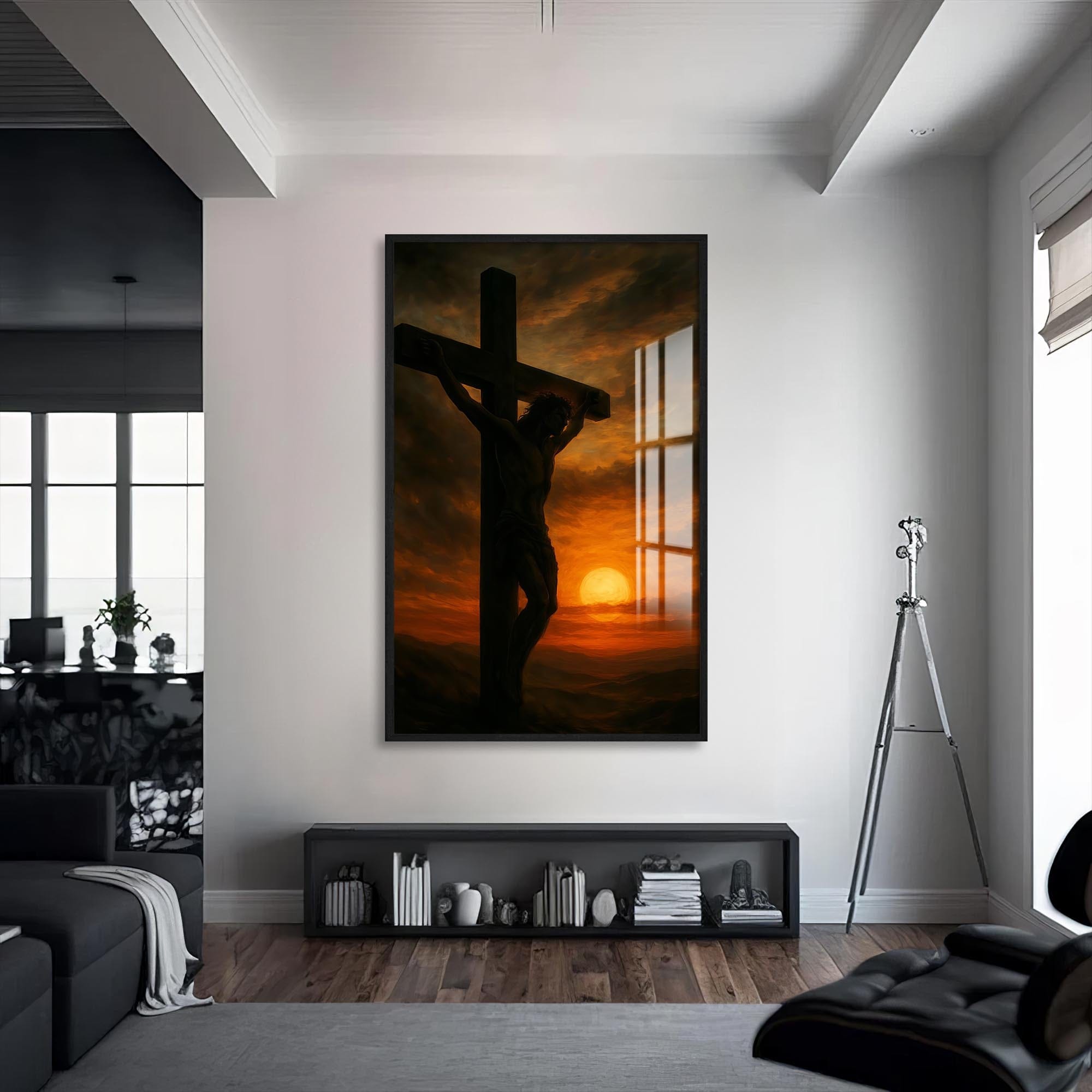 Artronauts Glass Print S | 72x46 cm | 28.3"x18.1" / Black Crown of Mercy– Christian Tempered Glass Wall Art
