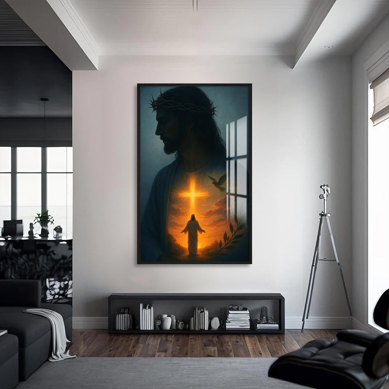Artronauts Glass Print S | 72x46 cm | 28.3"x18.1" / Black Crown of Light– Christian Tempered Glass Wall Art