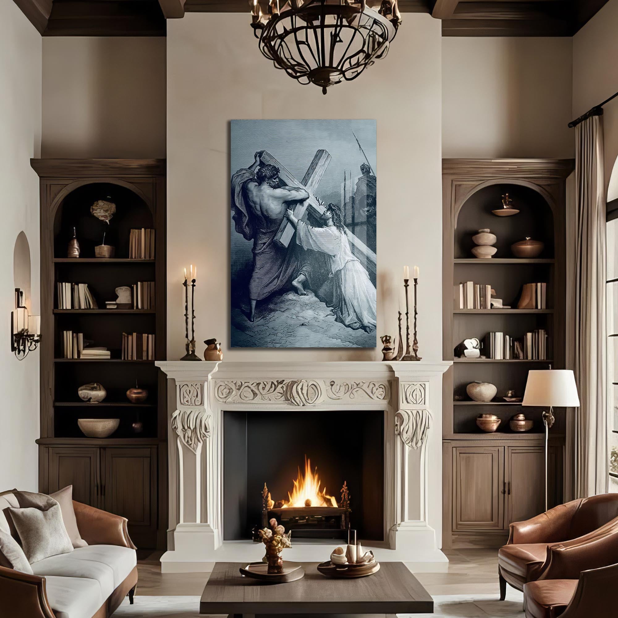 Artronauts Glass Print The Burden of the Cross– Christian Tempered Glass Wall Art